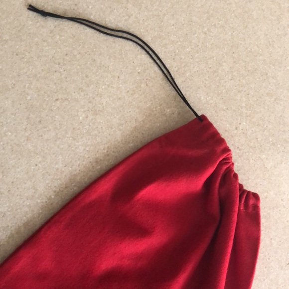 CHRISTIAN LOUBOUTIN RED FELT DRAWSTRING DUST BAG BLACK LETTERING NEW - Picture 6 of 9